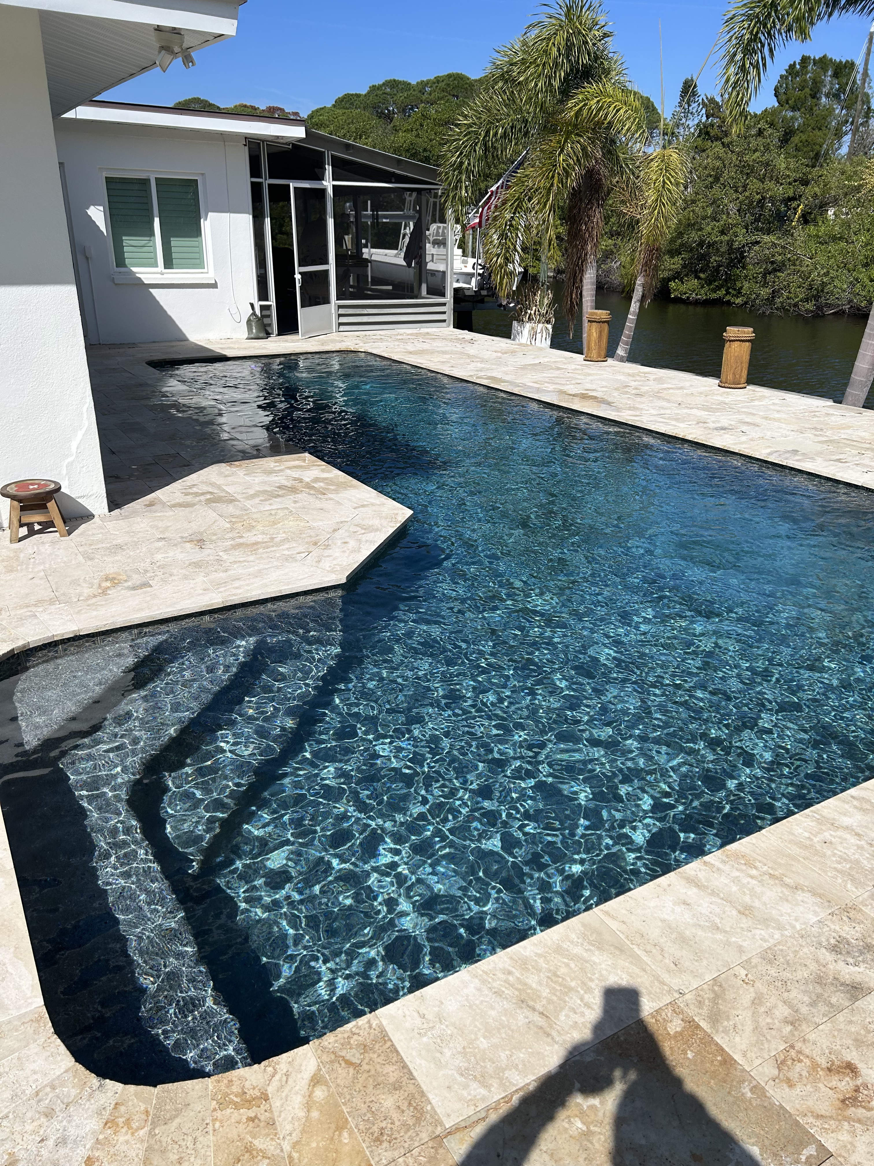 Perfectly balanced clear blue pool water